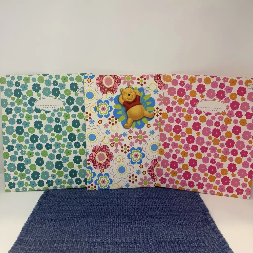 Set of 3 Disney Winnie The Pooh 3-Ring 2-Pocket Subject Folders School Supplies
